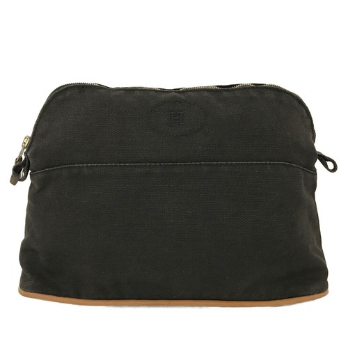 EGA HERMES Bolide Canvas Pochette Cosmetics Pouch Black/6CJ1164