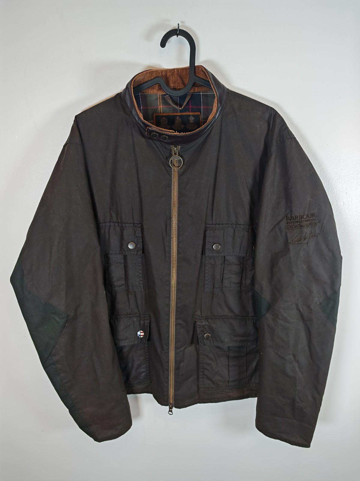 Barbour International Steve McQueen Chico Wax Jacket Coat Large Olive Moto Biker