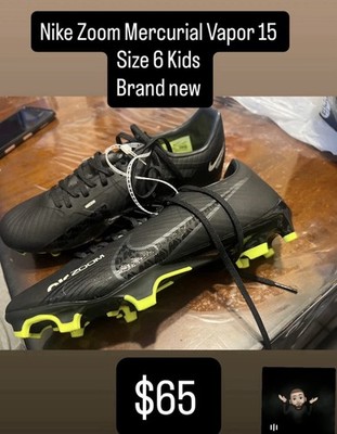 Nike Air Zoom Mercurial Vapor 15 Youth Soccer Cleats Black US Size 6