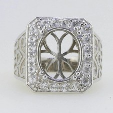 Women Engagement Semi Mount Ring Setting Oval 10x8mm 925 Sterling Silver