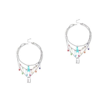 2 Pack Kette Bunt Damen Einzigartige Halskette Gotischer Schmuck