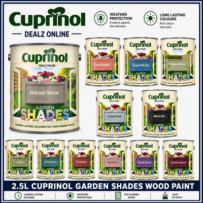 Cuprinol Gartenschirme Möbel Schuppen Zäune Holzfarbe alle Farben 2,5L