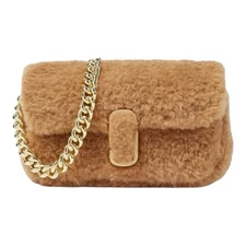 MARC JACOBS The Teddy Shoulder Bag J Marc Mini Clutch Camel Brown Fur
