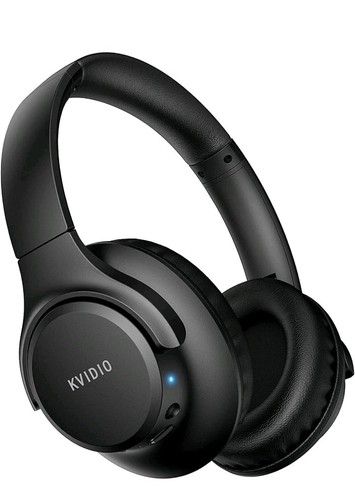KVIDIO Bluetooth Headphones Over Ear 65 Hours Playtime Wireless Headphones Black