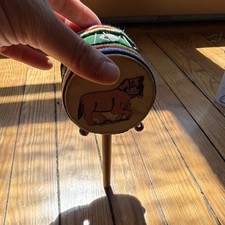Handmade Wood Shaker with Painted Animal Design, 3 in Diameter Percussion