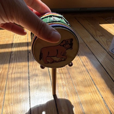 Handmade Wood Shaker with Painted Animal Design, 3 in Diameter Percussion