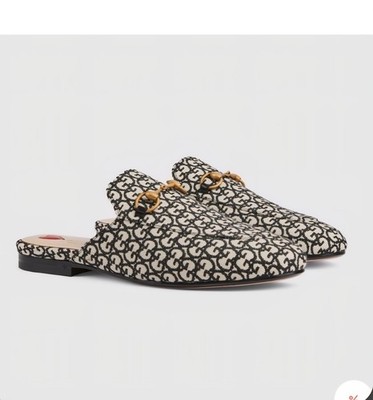 $990 GUCCI PRINCETOWN HORSEBIT GG JACQUARD LOAFER MULES EU 40 US 10 BNIB