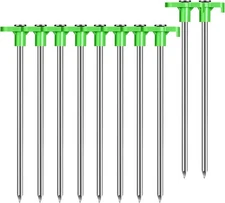 6 or 15-Pack Screw in Tent Stakes Heavy Duty, 7”Drill in Style Ground Anchor Peg