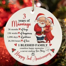 Happy 3rd Anniversary Ornament Santa Claus Couple Love 3 Year Christmas Gift