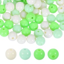 200pcs Cream Green Acrylic Round Beads 10mm Plastic Resin Loose Bead