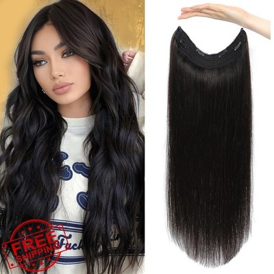 Doupor Halo Hair Extensions Human Black 12 display picture 3