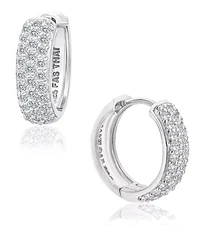 Giani Bernini Sterling Silver Oval Huggie Hoop Earrings NWT $100 MSRP