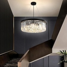 Crystal Ceiling Lights,Round Semi Flush Mount Ceilings Light for Hallway Bedroom