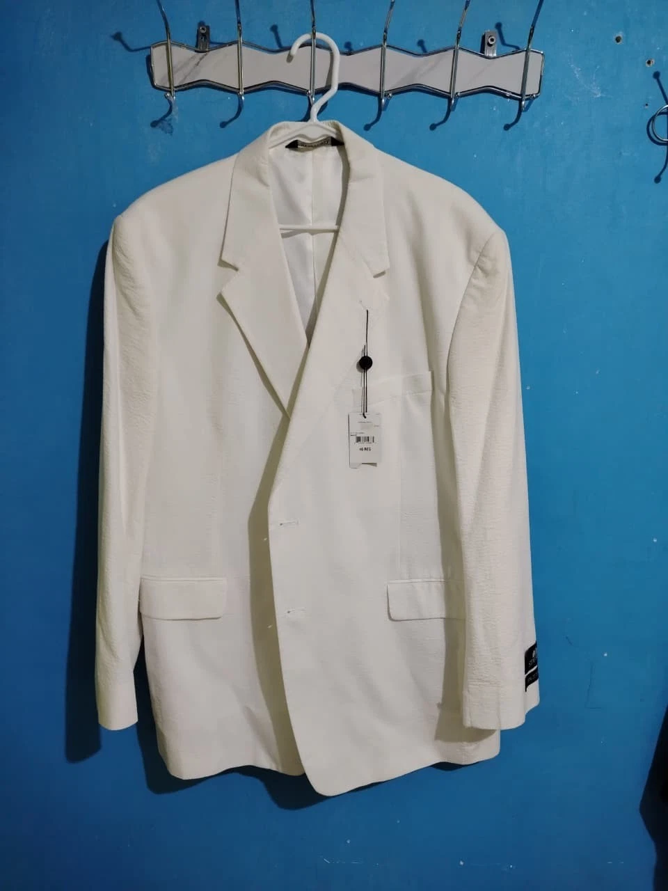 Stafford Men's White 100% Cotton Blazer Sport Coat Jacket Size 46R Free Shipping