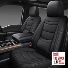 Faux Leather Car Seat Covers Front Pair-2 seats driver and passenger Black