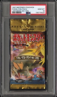 1997 JAPANESE POKEMON FOSSIL BOOSTER PACK 291 YEN PSA GEM MINT 10, ONLY 45 EXIST
