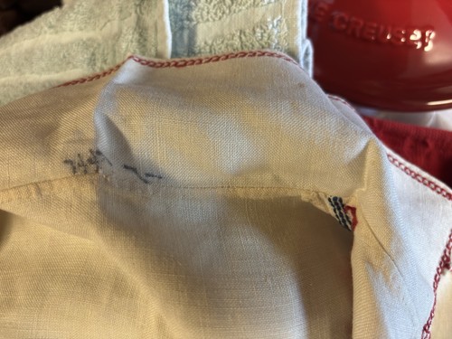 1920’s Linen Dress Blue Red Embroidery 37” Bust 38” Hip Laundry Challenge - Picture 8 of 19