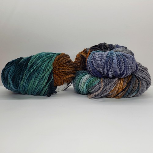 Interlacements Yard Periwinkle Petite Hand Spun Wool Skeins Green Brown Orange - Picture 3 of 11