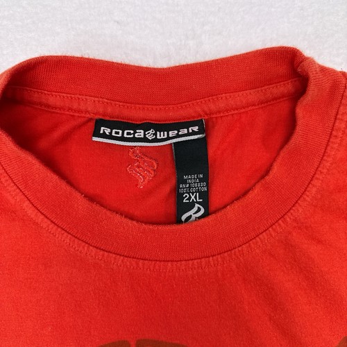 Rocawear Shirt Mens Size 2XL Orange Spellout Big Graphic Streetwear Embroidered - Picture 5 of 8
