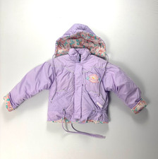 Vintage London Fog Youth Girls Winter Coat Pastel Purple Floral Sz 5-6 80s