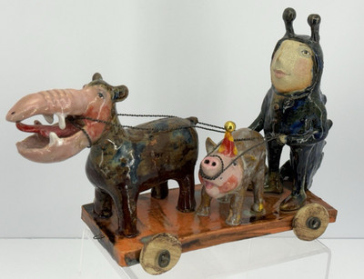 CELA37 Dorota Urbaniak Pelka Ceramic Sculpture Dragon Boy Pig Aardvark 2021