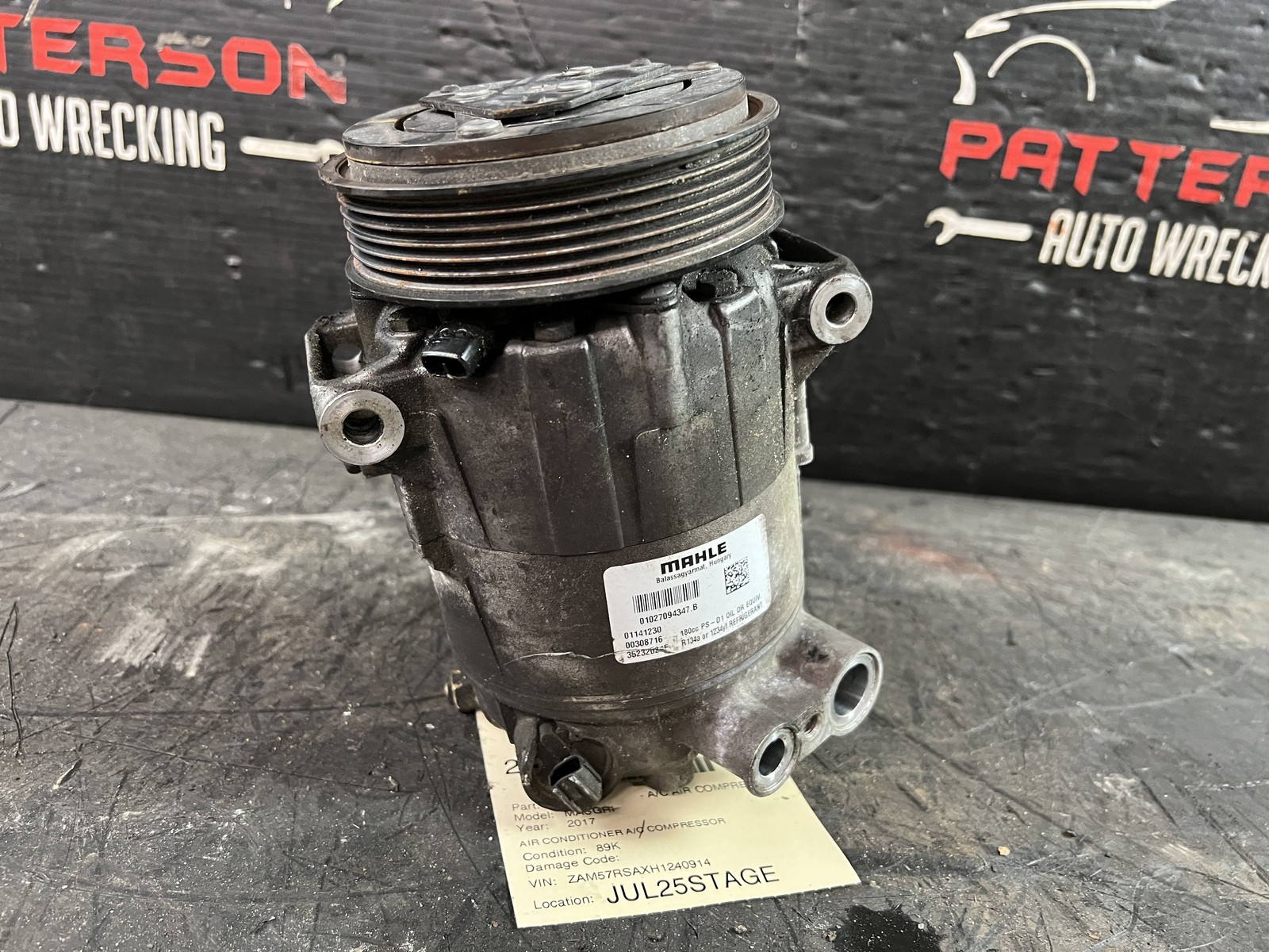 14-17 MASERATI GHIBLI 3.0 AIR CONDITIONER A/C COMPRESSOR ID 01141230