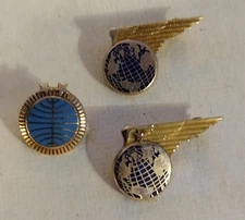 Three 10K Gold Pan Am Pan American World Airways Service Pins 1940-50s