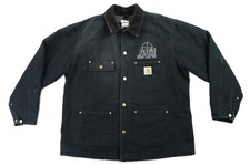 CARHARTT C01 Men's XL 48 Black Canvas Blanket Lined Chore Barn Coat Jacket