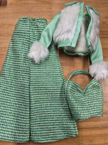 Vintage 1975 Barbie #7933 Super Star Fashion Originals Green Separates Set of 3