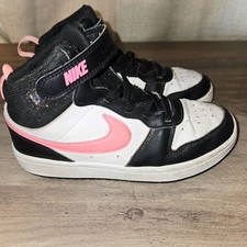 Nike Court Borough Mid 2 Negro Blanco Rosa Tenis Juveniles CD7783-005 Talla 1.5Y