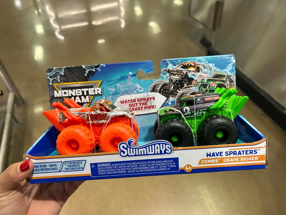 Monster Jam Wave Sprayers Grave Digger And Zombie Set of TWO