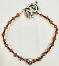 RB RUNNING BEAR STERLING 925 FOR SUNDANCE CATALOG ORANGE STONE BRACELET (T609)