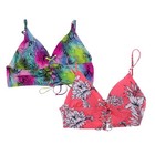 California Waves Juniors Swimsuit Top Stretch Lace-Up Removable Cup Multicolor S