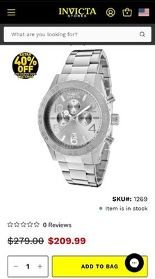 209.99 RETAIL Invicta Specialty Pulse 1269 Men's Watch - 50mm, Steel NEW W/BOX