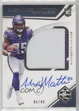 2019 Panini Limited Silver Spotlight 6/49 Alexander Mattison #174 Patch Auto 6fs