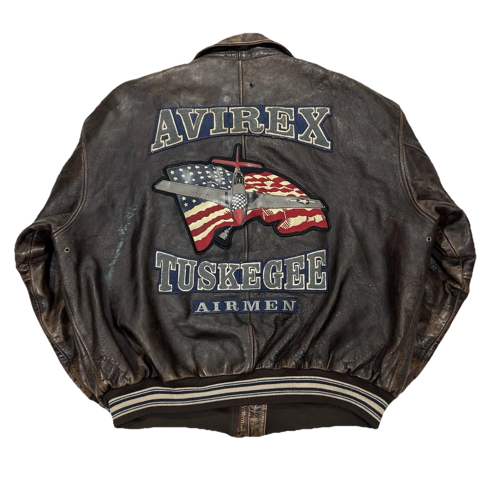 Vintage Avirex Type A-2 Leather Bomber Jacket Tuskegee Airmen Mens XXXL DAMAGED
