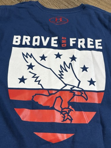 Under Armour Brave And Free Eagle Logo T Shirt Size Mens Medium USA - Picture 2 of 7