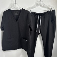 FIGS Technical Collection Scrub Set Women  s XXL Black Top  Jogger Pants 