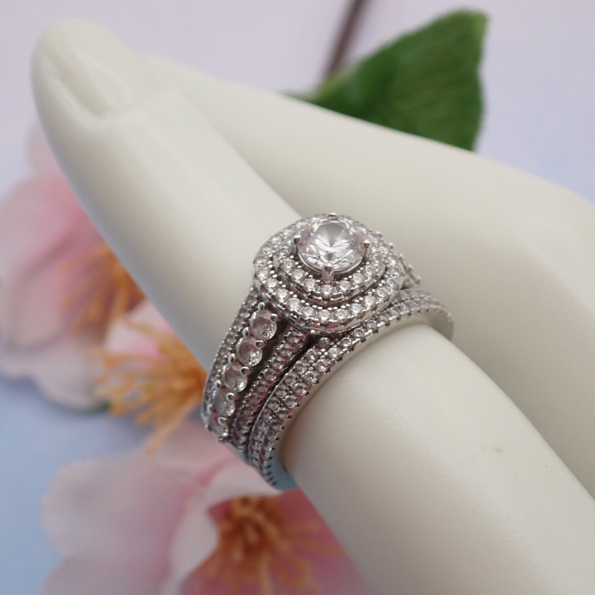 Vintage JCL Sterling Silver CZ Engagement Wedding Band Size