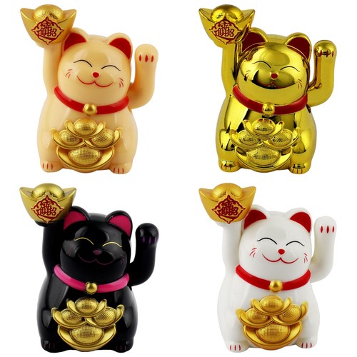Mini gatto fortunato ricchezza solare 5cm Maneki-Neko gatto cinese Gatto fortuna - Imagen 27 de 32