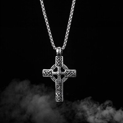 Keltenkreuz Dreifaltigkeitsknoten Triquetra religiös Halskette Anhänger + gratis Geschenktüte