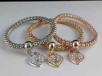 Herz Armband Gold Silber Rosagold Set