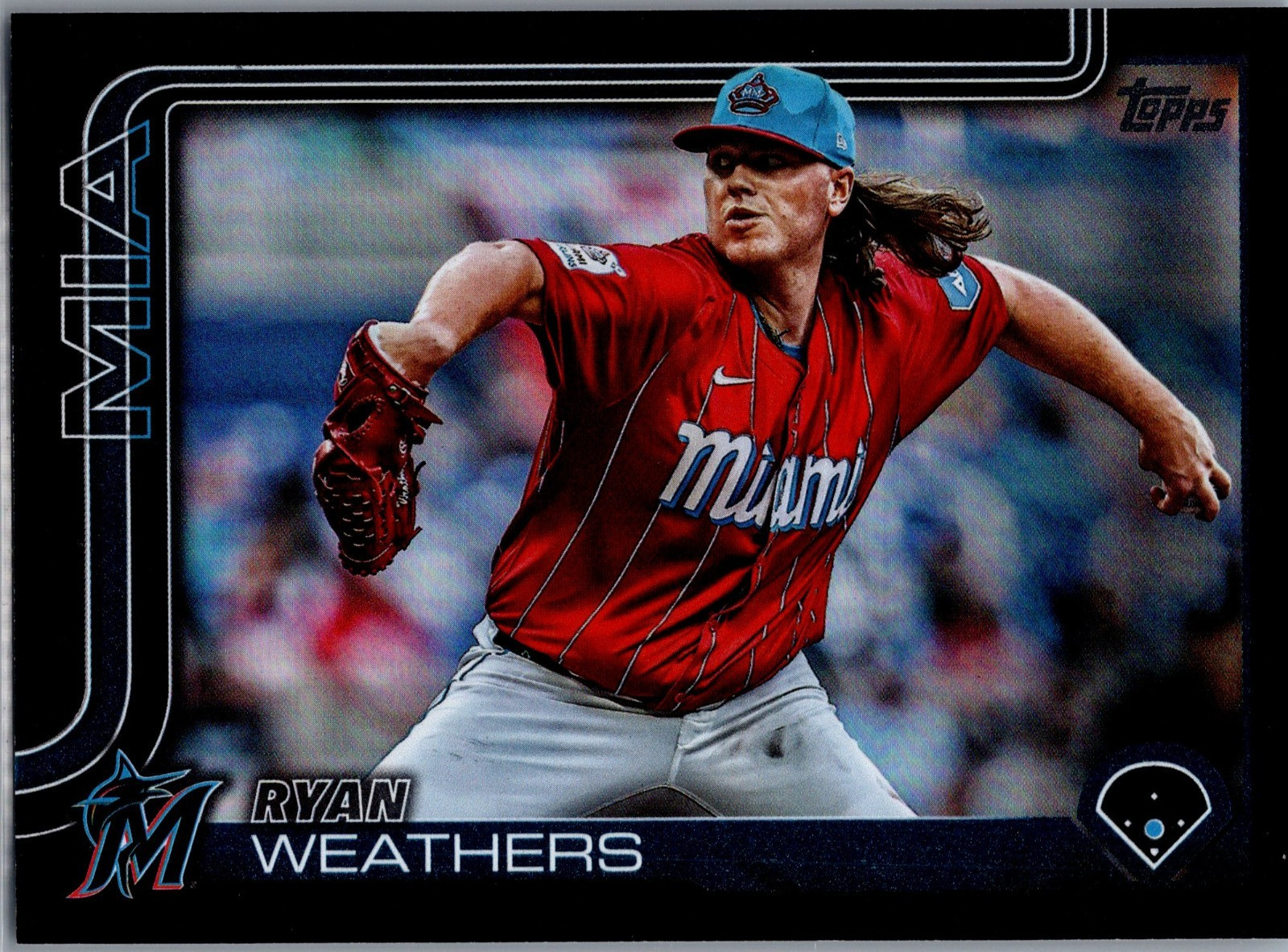 2025 Topps Series 2 Ryan Weathers Black Foil Parallel /10 Marlins