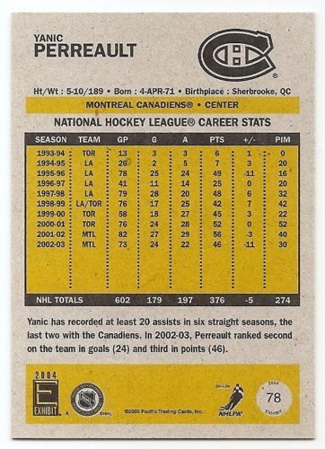 03/04 PACIFIC EXHIBIT YELLOW BACKS PARALLEL Hockey (#51-100) U-Pick From List - Picture 24 of 46