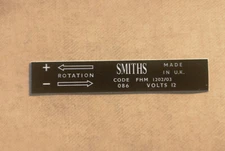 SMITHS Heater Motor Label Sticker Decal MG Midget 1202/03 Concours 70's era