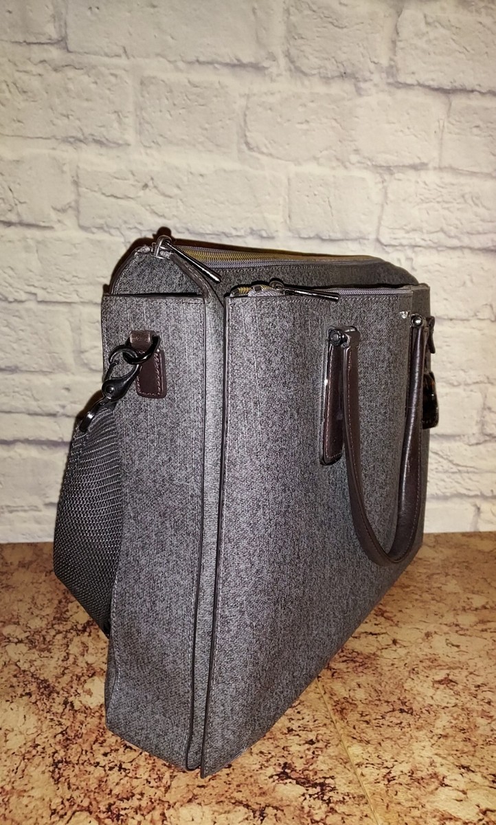 Tumi Sinclair Laptop Commuter Briefcase Grey Leather Multi Pockets