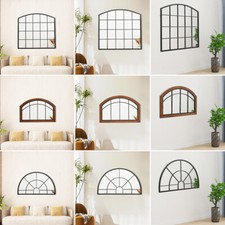 Large Window Garden Décor Mirror Wall Mounted Metal Frame Indoor Outdoor Decor