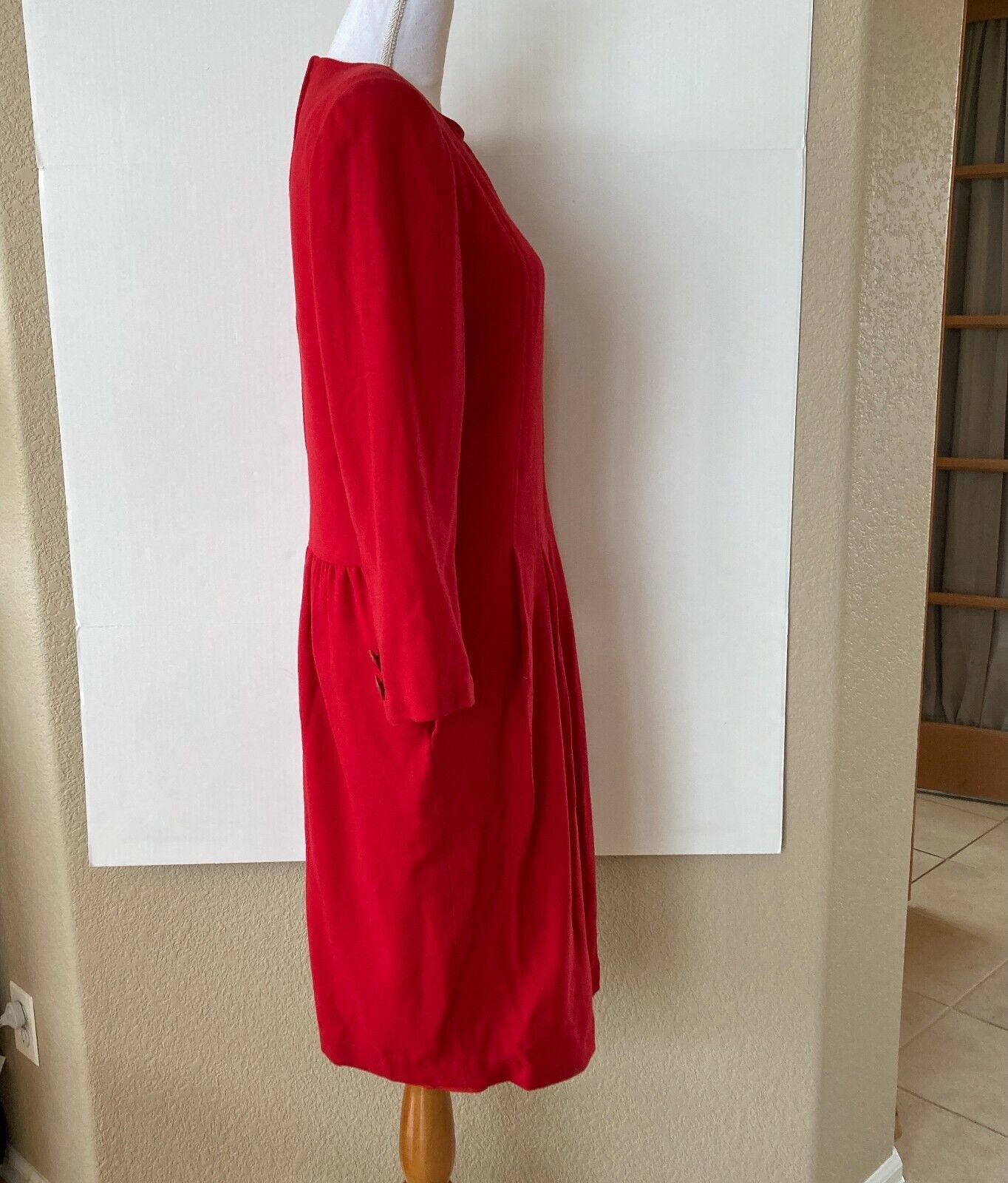 Vintage 80s Chetta B Wiggle Dress Bright Red Secr… - image 5