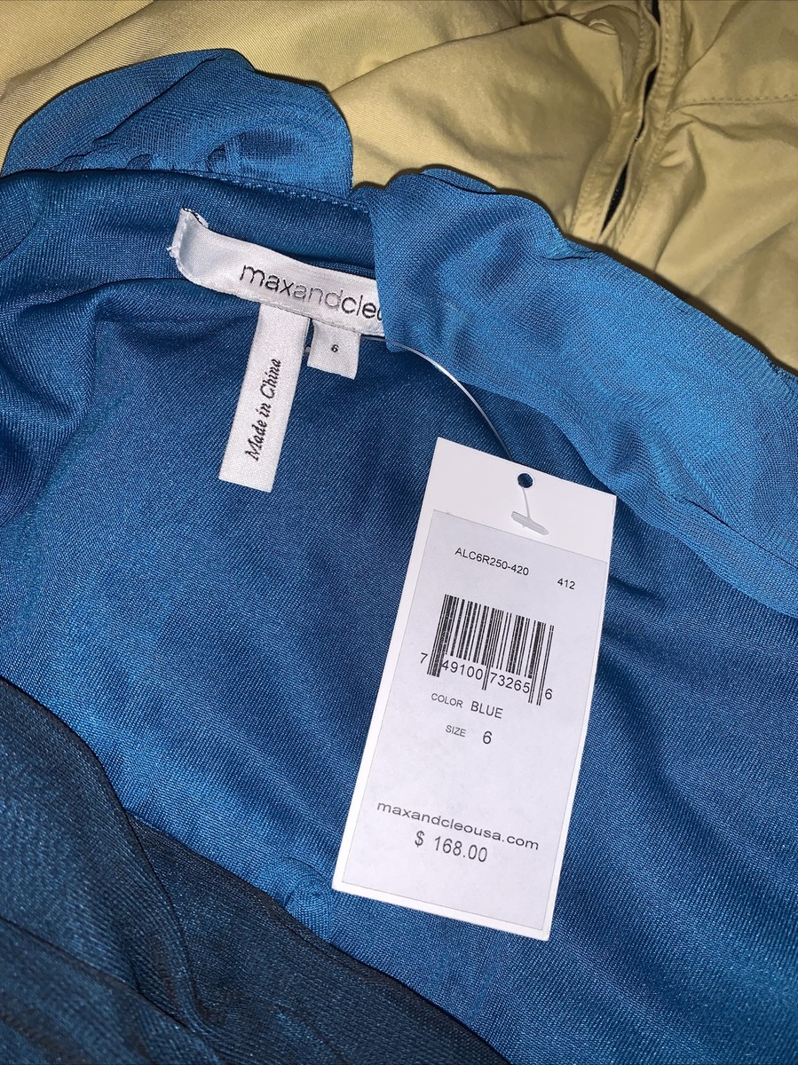 李 NWT $168 Olivia Ombre Side Draped Dress by Max & Cleo Ombre blue