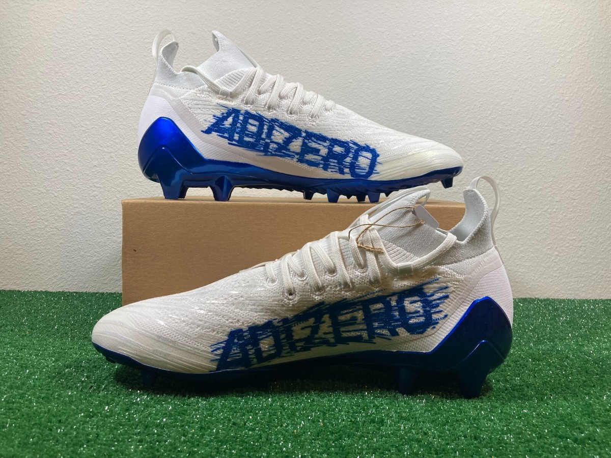 Sz 12.5 Men - Adidas Adizero Primeknit White Blue Football 